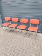 Vintage Gispen stoelen, rood, set van 4., Ophalen, Gebruikt, Vintage, Metaal