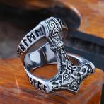 Viking ring met de hamer van Thor - Mjölnir, Nieuw, Dame of Heer, IJzer of Staal, Zilver