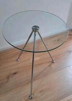 NL design tripod bijzettafel glas chroom verstelbaar izgs, Huis en Inrichting, Tafels | Bijzettafels, Minder dan 55 cm, Gebruikt