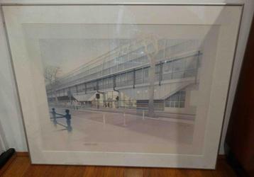 Schilderijlijst met stationontwerp A'foort+pass-partout beschikbaar voor biedingen
