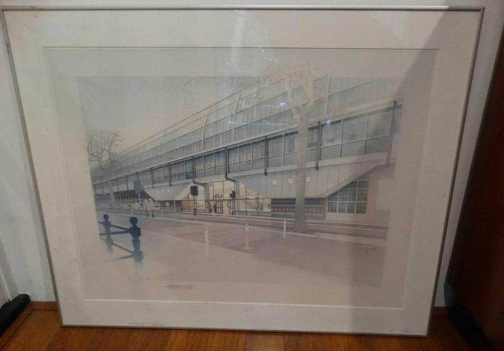Schilderijlijst met stationontwerp A'foort+pass-partout, Huis en Inrichting, Woonaccessoires | Schilderijen, Tekeningen en Foto's
