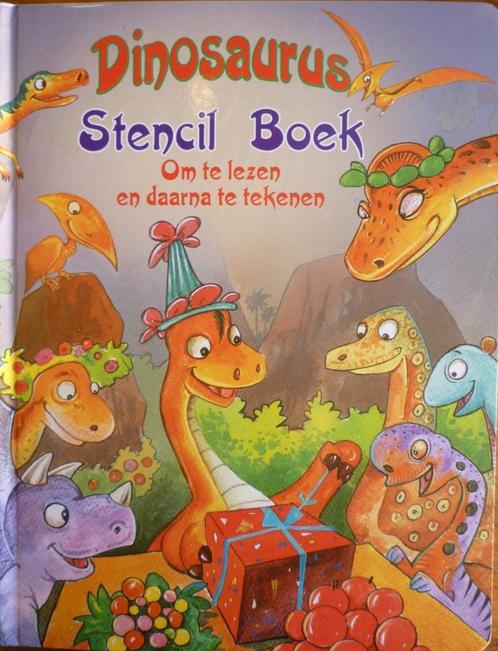 Dinosaurus Stencil boek om te lezen en daarna te tekenen**, Boeken, Kinderboeken | Jeugd | onder 10 jaar, Zo goed als nieuw, Ophalen of Verzenden