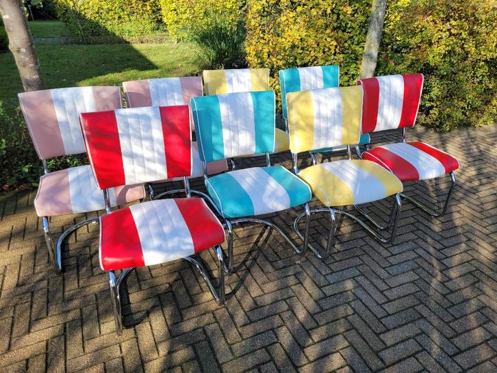 div. Amerikaanse Bel Air diner slede stoelen fifties sixties, Huis en Inrichting, Stoelen, Zo goed als nieuw, Vijf, Zes of meer stoelen