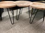 Nieuw! 3 delige mango houten salontafel set, Ophalen, Minder dan 55 cm, ., Rond