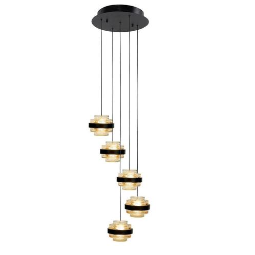 hanglamp zwart led ronde salon tafel eethoek keuken lamp, Huis en Inrichting, Lampen | Hanglampen, Nieuw, Minder dan 50 cm, Glas