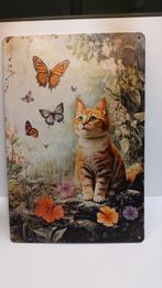 Aluminium Wanddecoratie Kat, Vlinder, Natuur 20x30cm, Ophalen of Verzenden, Nieuw