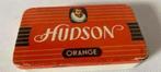 Hudson Oranje sigaren blikje. Afm. 11x6,5x2 cm., Verzamelen, Rookartikelen, Aanstekers en Luciferdoosjes, Ophalen of Verzenden