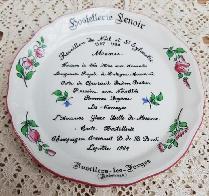 Frans KERST menu bordje, Old Strasbourg, Luneville '67- '68, Antiek en Kunst, Curiosa en Brocante, Ophalen of Verzenden