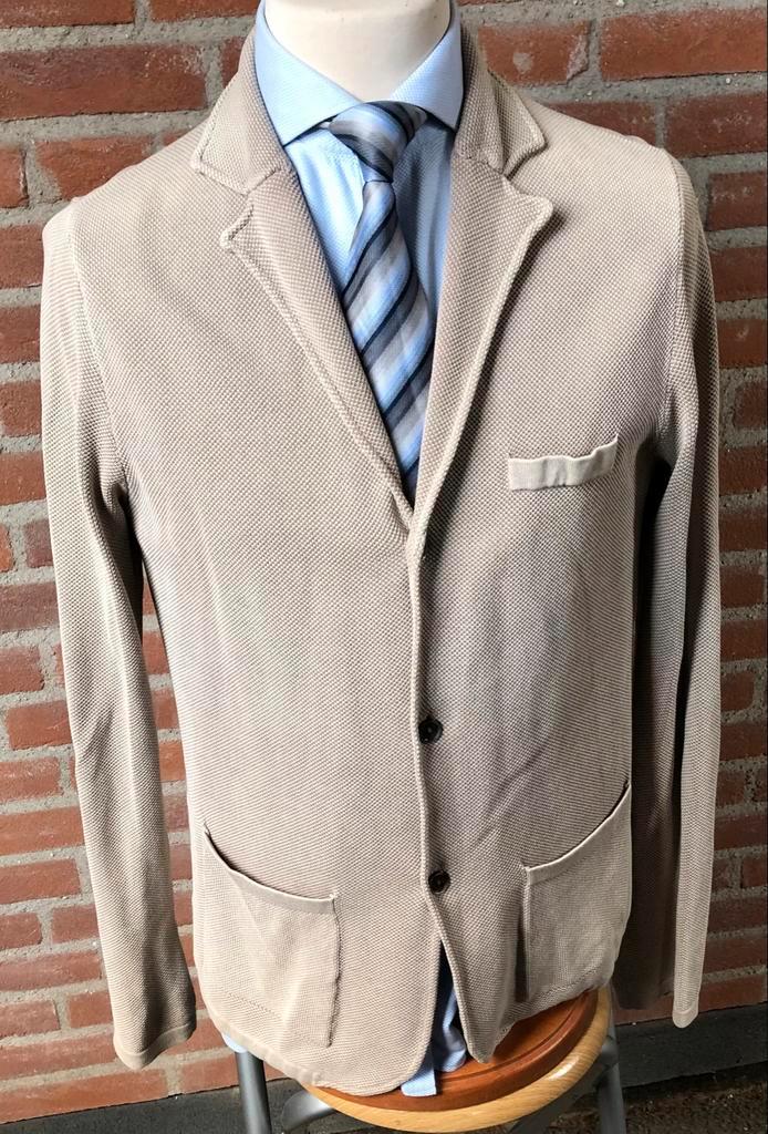Thomas Maine Beige Heren Cardigan 100% Katoen Mt 50 (M), Kleding | Heren, Kostuums en Colberts, Zo goed als nieuw, Maat 48/50 (M)
