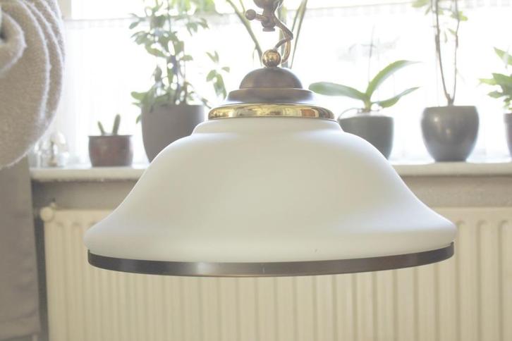Eetkamer hanglamp, Huis en Inrichting, Lampen | Hanglampen, Zo goed als nieuw, Minder dan 50 cm, Glas, Metaal, Ophalen