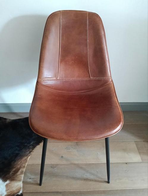 6 eetkamerstoelen in buffel leder ECHT LEDER, Huis en Inrichting, Stoelen, Zo goed als nieuw, Vijf, Zes of meer stoelen, Leer
