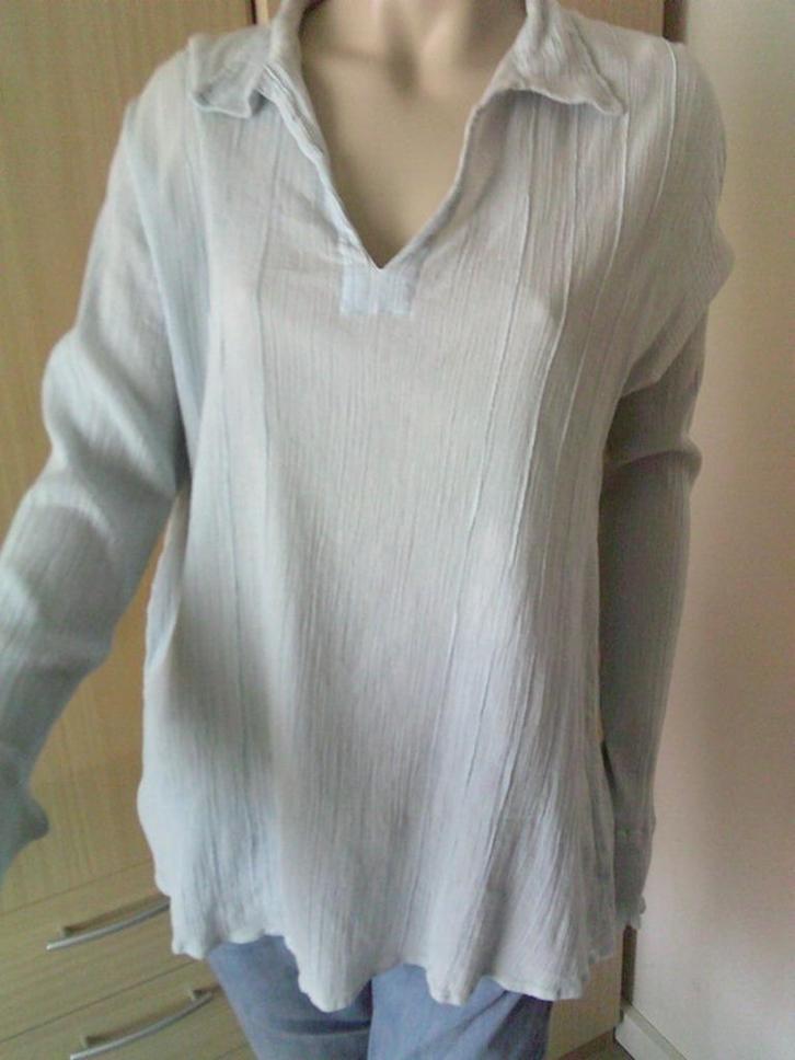 DDP lichtblauwe crêpe tuniek maat XL, Kleding | Dames, Tops, Gedragen, Maat 46/48 (XL) of groter, Blauw, Lange mouw, Verzenden