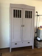 Brocante vintage retro houten kledingkast, Huis en Inrichting, Gebruikt, 100 tot 150 cm, 200 cm of meer, Grenenhout