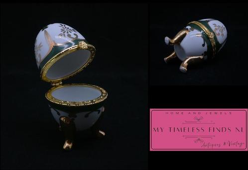 Porselein ei in Fabergé stijl groen goud - K1MON2, Antiek en Kunst, Curiosa en Brocante, Ophalen of Verzenden