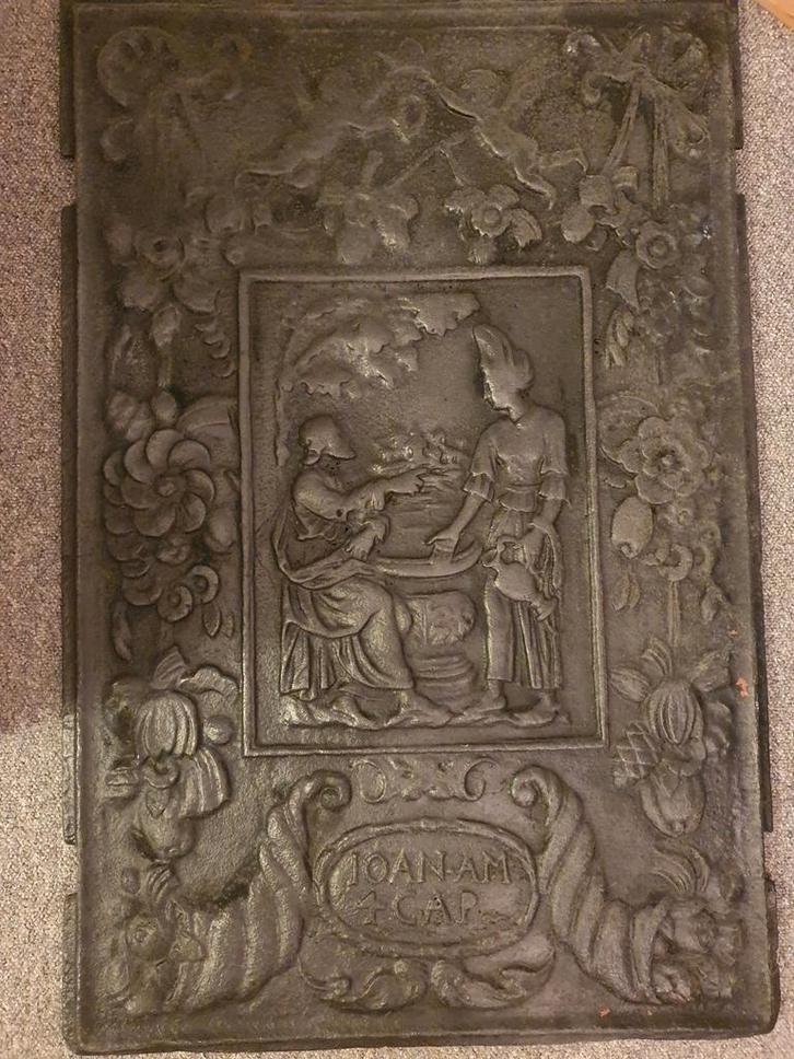 Antieke 19e eeuwse gietijzeren haardplaat (als nieuw), Antiek en Kunst, Kunst | Overige Kunst, Ophalen