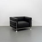 2x Cassina Le Corbusier LC3 Fauteuil Zwart Leer - Chroom, Ophalen of Verzenden, Nieuw, Metaal