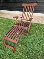 Teakhouten deckchair, Tuin en Terras, Ophalen, Gebruikt, Teakhout, Verstelbaar