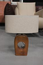 Mooie tafellamp schemerlamp hout & stof ovaal naturel, Huis en Inrichting, Lampen | Tafellampen, Ophalen of Verzenden, Zo goed als nieuw
