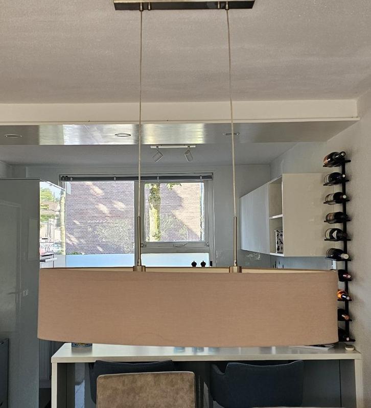 Fraaie ovalen hanglamp voor boven eettafel, Huis en Inrichting, Lampen | Hanglampen, 75 cm of meer, Stof, Ophalen