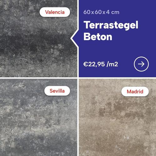 AANBIEDING TERRASTEGELS €22,95, Tuin en Terras, Tegels en Klinkers, Nieuw, Terrastegels, Beton, 10 m² of meer, Ophalen of Verzenden
