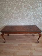 Brocante vintage notenhouten salon tafel glasplaat 118 x 49, Huis en Inrichting, Ophalen, Gebruikt, 100 tot 150 cm, Klassiek