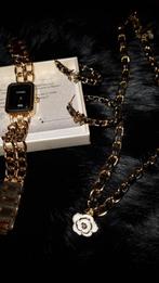 Chanel setje horloge en ketting en  oorbellen, Overige merken, Staal, Staal, Ophalen of Verzenden