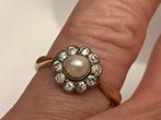 Gouden ring echte Parel en Diamant, Sieraden, Tassen en Uiterlijk, Ringen, Verzenden, Met edelsteen, Dame, Goud