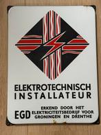 Emaille Reclamebord EGD Elektrotechnisch Installateur, Ophalen of Verzenden, Gebruikt, Reclamebord