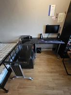 Glazen hoekbureau zwart, Huis en Inrichting, Bureaus, Ophalen, Zo goed als nieuw, Bureau