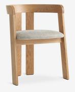 Eetkamerstoel  naturel eiken/beige stof, Huis en Inrichting, Stoelen, Ophalen, Overige kleuren, Zo goed als nieuw, Eén