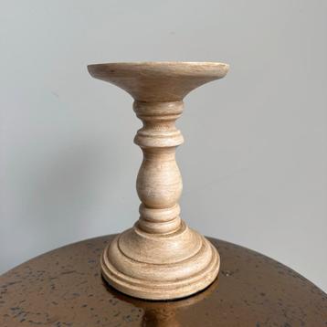 Houten Kandelaar - Crème/Beige beschikbaar voor biedingen