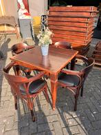Eettafels massief eikenhouten 80x80 en 120x80 tafels vintage, Huis en Inrichting, Tafels | Eettafels, Gebruikt, Klassiek vintage retro bistro kroeg bar café
