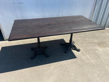 Luxe Eikenhouten tafel 180x90, Tafelpoten gietijzer beschikbaar voor biedingen