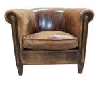 Schapenleren club fauteuil nette staat + BEZORGING GRATIS