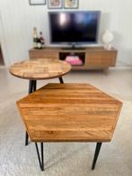 Bijzettafel (s) Teakhout (samen of los te koop), Minder dan 55 cm, Rond, Scandinavisch, Zo goed als nieuw