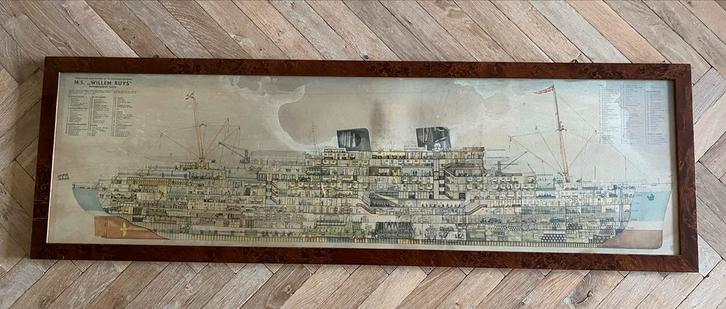 Originele litho – M.S. “Willem Ruys” – (ca. 1947), Antiek en Kunst, Kunst | Litho's en Zeefdrukken, Ophalen