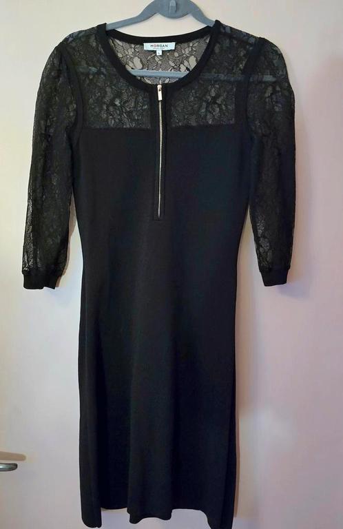 Morgan Zwarte Jurk Kant Maat L, Kleding | Dames, Jurken, Zo goed als nieuw, Maat 42/44 (L), Zwart, Knielengte, Verzenden