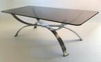 Vintage salontafel.  Chroom met rookglas.  Groot  !!, Huis en Inrichting, Tafels | Salontafels, Ophalen, Gebruikt, 50 tot 100 cm