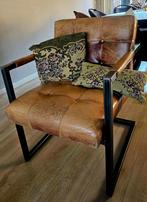 Robuuste leren fauteuil, Ophalen, Gebruikt, 75 tot 100 cm, 50 tot 75 cm