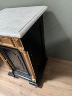 Nachtkastje met marmeren blad, Huis en Inrichting, Minder dan 55 cm, Gebruikt, Rechthoekig, Hout