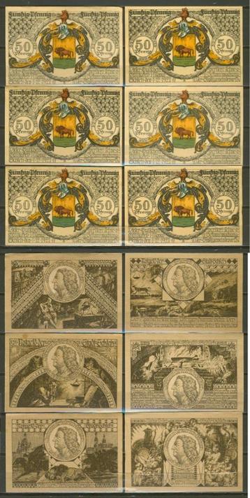 Schleiz 6 x 50 Pf 1921 Notgeld Noodgeld Biljet r-123 jdu beschikbaar voor biedingen