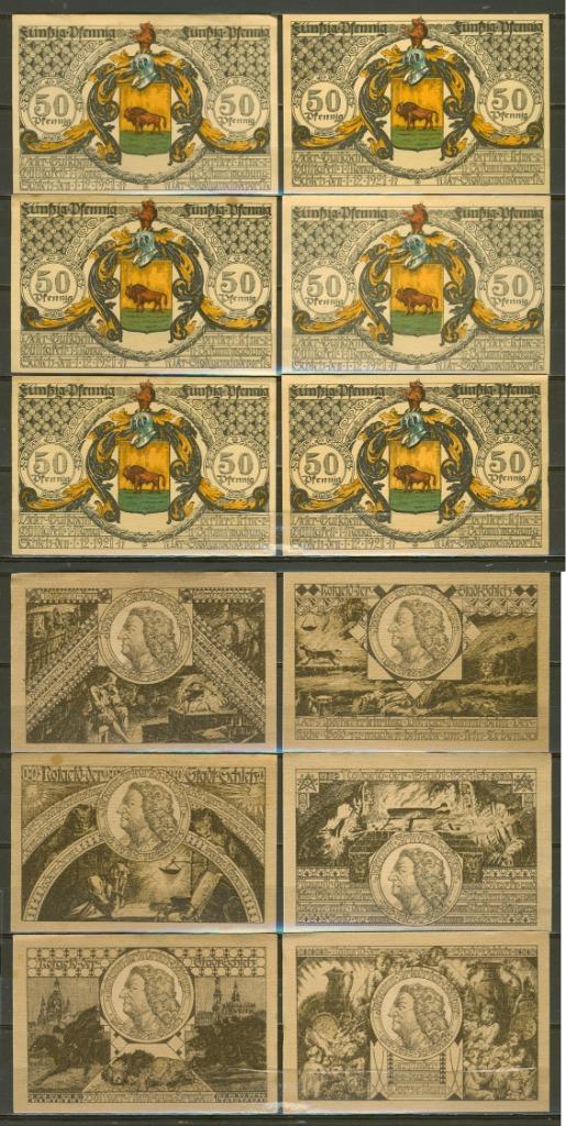 Schleiz 6 x 50 Pf 1921 Notgeld Noodgeld Biljet r-123 jdu, Postzegels en Munten, Bankbiljetten | Europa | Niet-Eurobiljetten, Setje