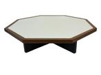 Vintage salontafel achthoek design jaren 70 wenge octagon, Vintage, Overige houtsoorten, Ophalen