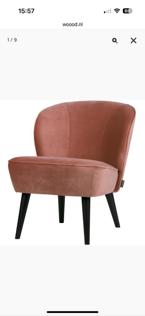 Woood Sara fauteuil velvet oud roze, Huis en Inrichting, Fauteuils, Zo goed als nieuw, Stof, 50 tot 75 cm, 75 tot 100 cm, Ophalen