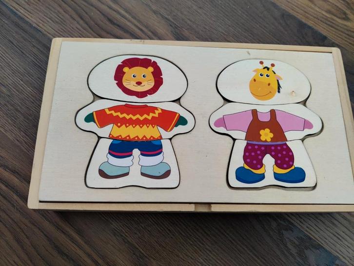 Houten Puzzel Dieren Aankleden, Kinderen en Baby's, Speelgoed | Kinderpuzzels, Ophalen of Verzenden