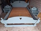 Bed, 140x200 hout met lattenbodem  en nachtkastjes, Huis en Inrichting, Slaapkamer | Bedden, Ophalen, Gebruikt, Vintage, Tweepersoons