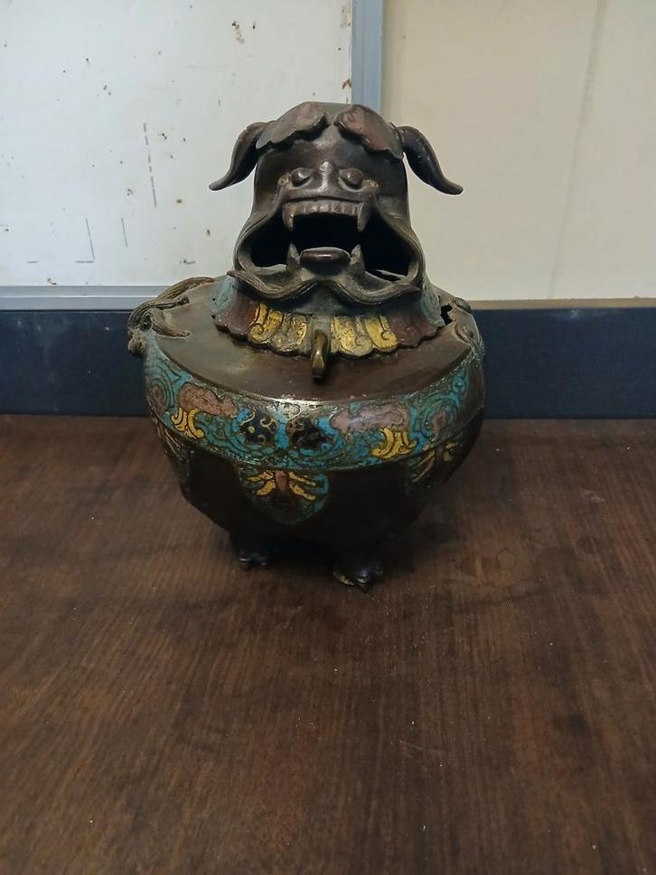 Chinese Bronzen Wierrookbrander Foo Dog  Vintage beeld art, Antiek en Kunst, Kunst | Niet-Westerse kunst, Ophalen of Verzenden
