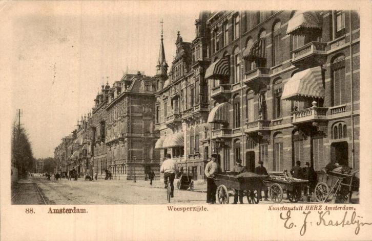 Amsterdam - Weesperzijde, Verzamelen, Ansichtkaarten | Nederland, Gelopen, Noord-Holland, Voor 1920, Ophalen of Verzenden
