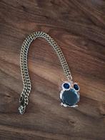 Goudkleurige ketting met hanger met uil met steentjes., Ophalen of Verzenden, Zo goed als nieuw, Goud, Overige materialen
