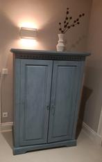 Vintage houten antieke kast blauw meidenkast biedermeier, Ophalen, Zo goed als nieuw